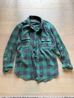 Lucky Brand Green and Gray Buffalo Plaid Button-Down Shirt